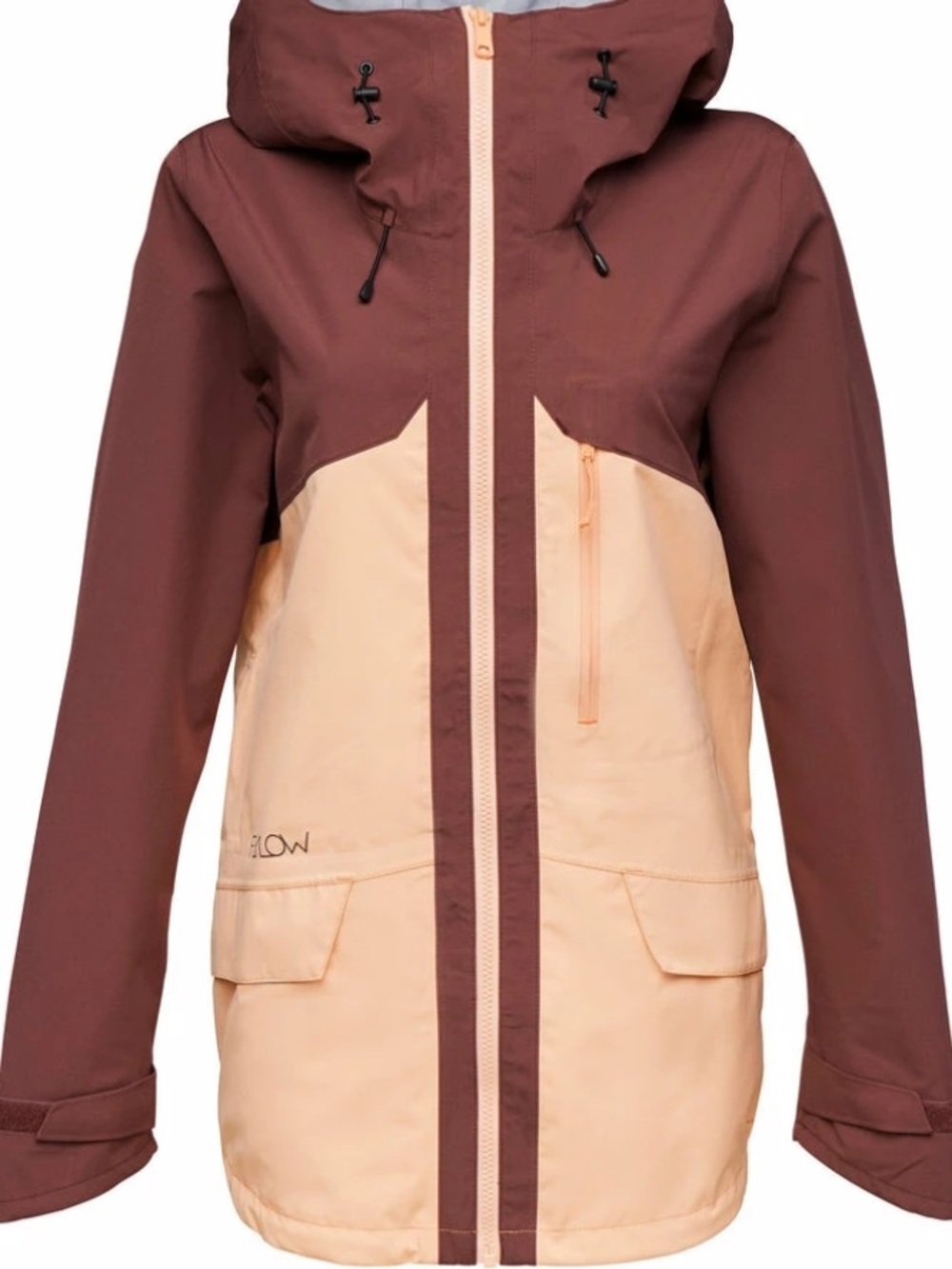 Flylow Women's Hooded Ski Jacket S & bib ski pants XS in elderberry & Peach